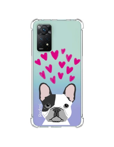 Coque Xiaomi Redmi Note 11 Pro Bulldog Français Coeurs Chien Transparente - Pet Friendly