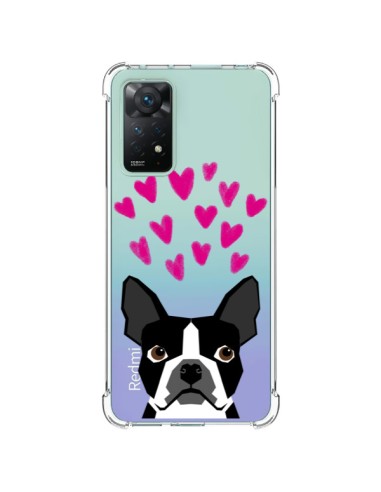 Coque Xiaomi Redmi Note 11 Pro Boston Terrier Coeurs Chien Transparente - Pet Friendly