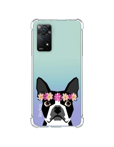 Coque Xiaomi Redmi Note 11 Pro Boston Terrier Fleurs Chien Transparente - Pet Friendly