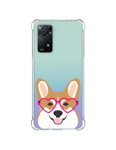 Coque Xiaomi Redmi Note 11 Pro Chien Marrant Lunettes Coeurs Transparente - Pet Friendly