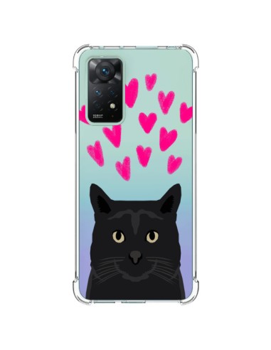 Xiaomi Redmi Note 11 Pro Case Cat Black Hearts Clear - Pet Friendly