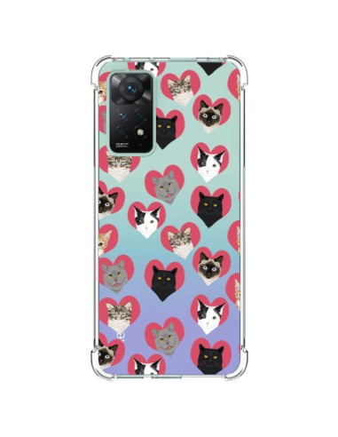 Coque Xiaomi Redmi Note 11 Pro Chats Coeurs Transparente - Pet Friendly