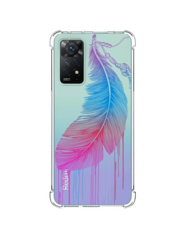 Coque Xiaomi Redmi Note 11 Pro Plume Feather Arc en Ciel Transparente - Rachel Caldwell