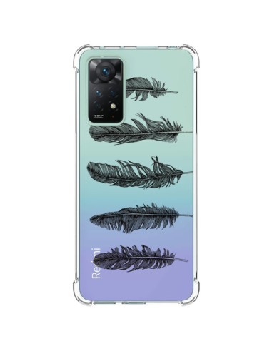 Coque Xiaomi Redmi Note 11 Pro Plume Feather Noir Transparente - Rachel Caldwell