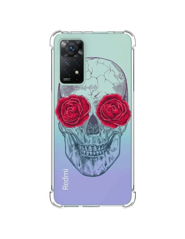 Cover Xiaomi Redmi Note 11 Pro Teschio Rosa Fiori Trasparente - Rachel Caldwell