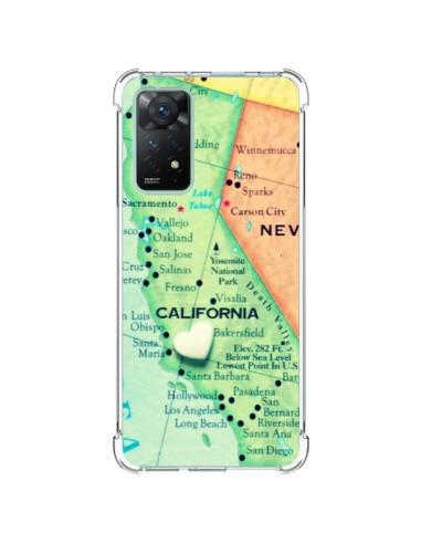 Coque Xiaomi Redmi Note 11 Pro Carte Map Californie - R Delean