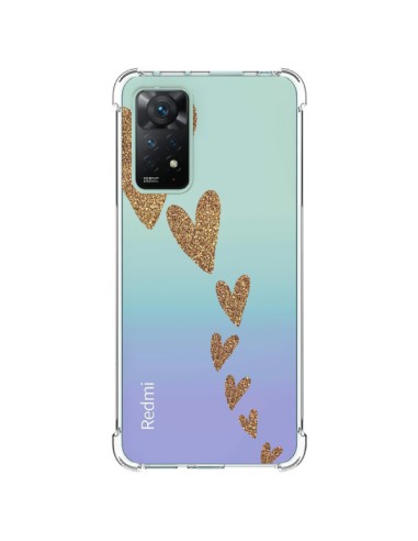 Coque Xiaomi Redmi Note 11 Pro Coeur Falling Gold Hearts Transparente - Sylvia Cook