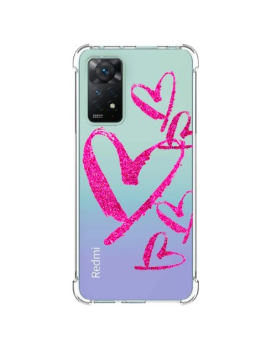 Coque Xiaomi Redmi Note 11 Pro Pink Heart Coeur Rose Transparente - Sylvia Cook