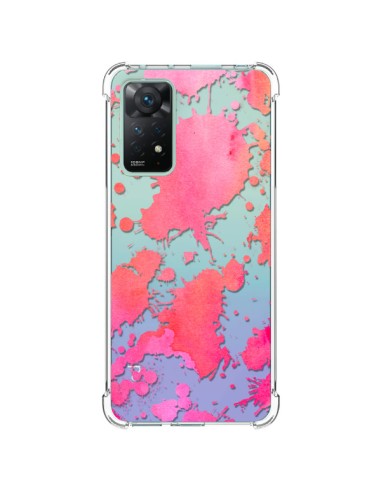 Coque Xiaomi Redmi Note 11 Pro Watercolor Splash Taches Rose Orange Transparente - Sylvia Cook