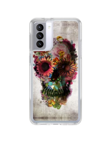 Samsung Galaxy S21 FE Case Skull Flowers - Ali Gulec