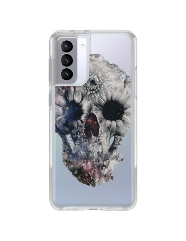 Coque Samsung Galaxy S21 FE Floral Skull Tête de Mort Transparente - Ali Gulec