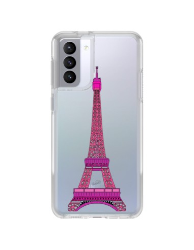 Cover Samsung Galaxy S21 FE Tour Eiffel Rosa Paris Trasparente - Asano Yamazaki
