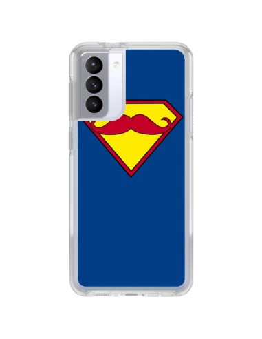 Coque Samsung Galaxy S21 FE Super Moustache Movember Superman - Bertrand Carriere