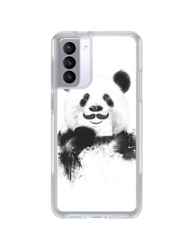 Samsung Galaxy S21 FE Case Funny Panda Moustache Movember - Balazs Solti