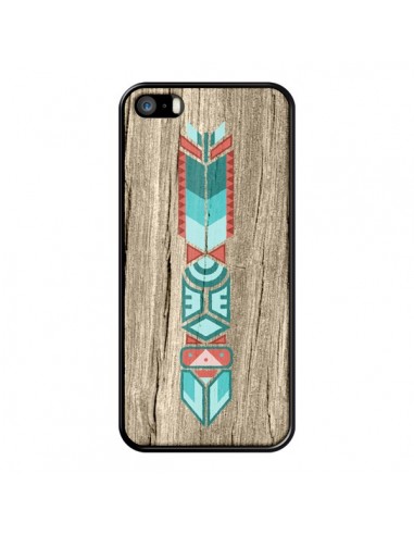 Coque Totem Tribal Azteque Bois Wood pour iPhone 5 et 5S - Jonathan Perez