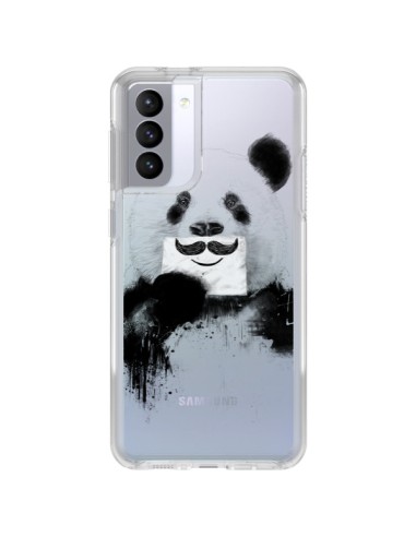 Samsung Galaxy S21 FE Case Funny Panda Moustache Clear - Balazs Solti