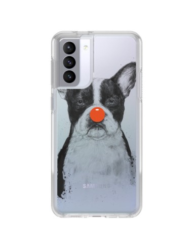 Samsung Galaxy S21 FE Case Clown Bulldog Dog Clear - Balazs Solti