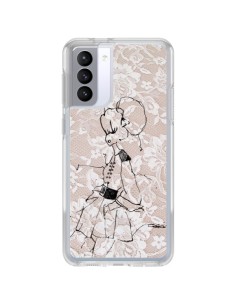 Coque Samsung Galaxy S21 FE Croquis Dentelle Femme Fashion Mode - Cécile