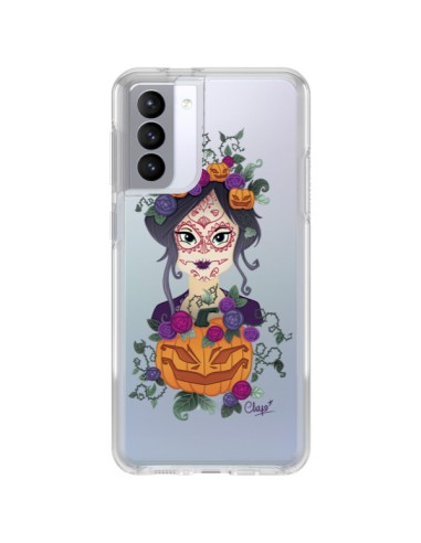 Coque Samsung Galaxy S21 FE Femme Closed Eyes Santa Muerte Transparente - Chapo