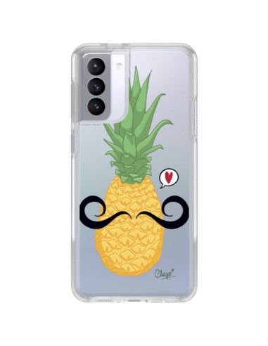 Cover Samsung Galaxy S21 FE Ananas Baffi Trasparente - Chapo