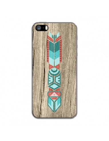 Coque Totem Tribal Azteque Bois Wood pour iPhone 5 et 5S - Jonathan Perez