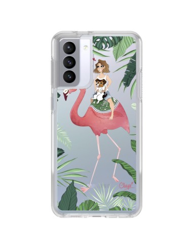 Samsung Galaxy S21 FE Case Lolo Love Pink Flamingo Dog Clear - Chapo