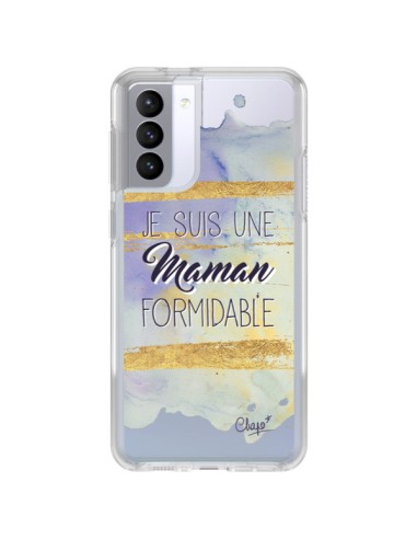 Coque Samsung Galaxy S21 FE Je suis une Maman Formidable Violet Transparente - Chapo