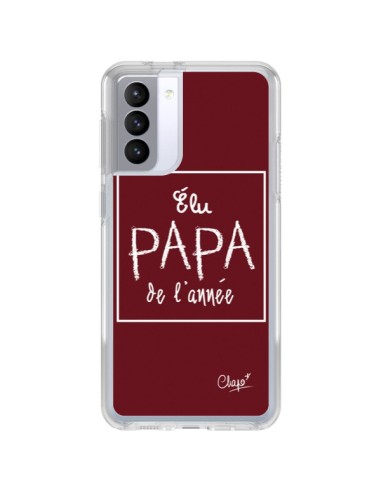 Coque Samsung Galaxy S21 FE Elu Papa de l'Année Rouge Bordeaux - Chapo
