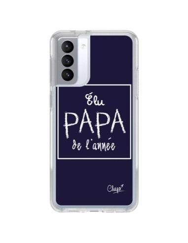 Coque Samsung Galaxy S21 FE Elu Papa de l'Année Bleu Marine - Chapo