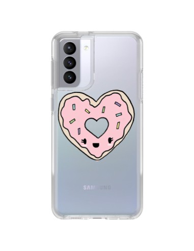 Samsung Galaxy S21 FE Case Donut Heart Pink Clear - Claudia Ramos