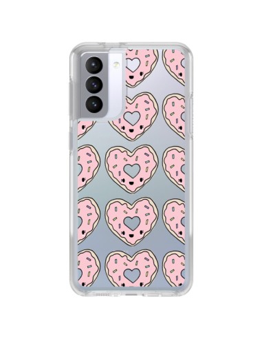 Coque Samsung Galaxy S21 FE Donuts Heart Coeur Rose Pink Transparente - Claudia Ramos