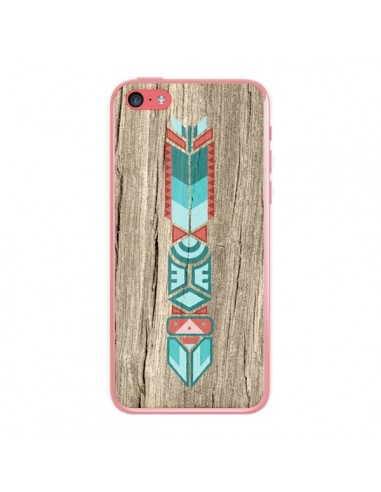 Coque Totem Tribal Azteque Bois Wood pour iPhone 5C - Jonathan Perez