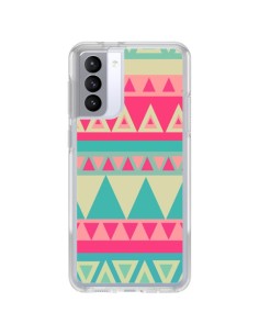 Samsung Galaxy S21 FE Case Aztec Pink Green - Eleaxart