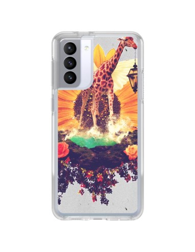 Cover Samsung Galaxy S21 FE Giraffa Fiori - Eleaxart
