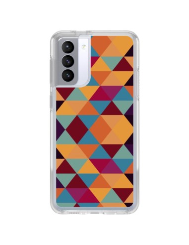 Coque Samsung Galaxy S21 FE Azteque Triangle Orange - Eleaxart