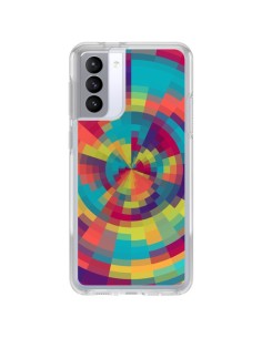 Coque Samsung Galaxy S21 FE Spirale de Couleurs Rouge Vert - Eleaxart