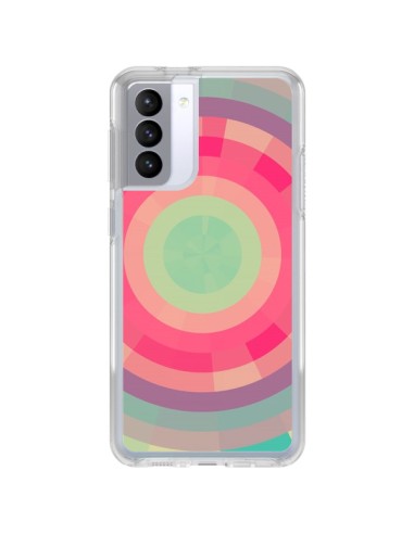 Coque Samsung Galaxy S21 FE Spirale de Couleurs Rose Vert - Eleaxart