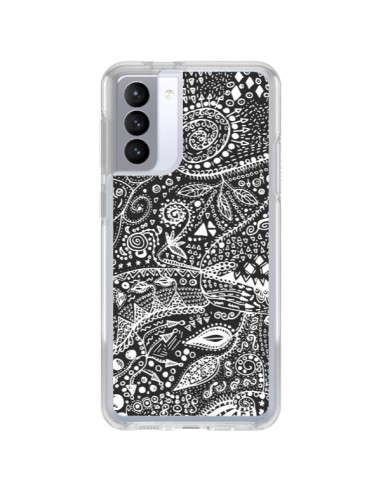 Coque Samsung Galaxy S21 FE Azteque Noir et Blanc - Eleaxart