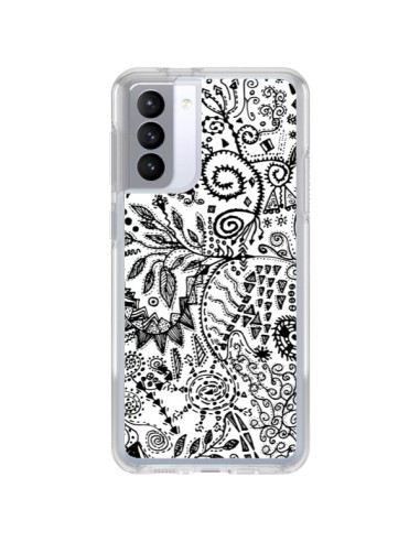 Coque Samsung Galaxy S21 FE Azteque Blanc et Noir - Eleaxart