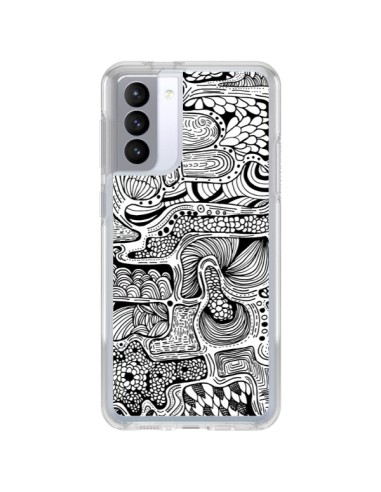 Samsung Galaxy S21 FE Case Reflet Black and White - Eleaxart