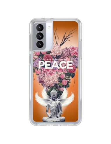 Samsung Galaxy S21 FE Case Peace Flowers Buddha - Eleaxart