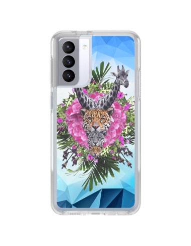 Cover Samsung Galaxy S21 FE Giraffe Leoni Tigri Giungla - Eleaxart