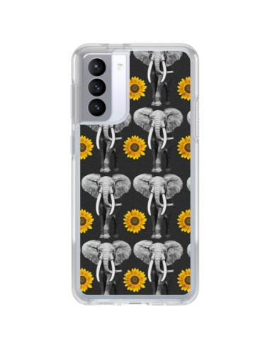 Samsung Galaxy S21 FE Case Elephant Sunflowers - Eleaxart