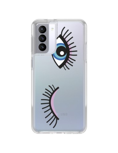 Samsung Galaxy S21 FE Case Eyes Blue Clear - Léa Clément