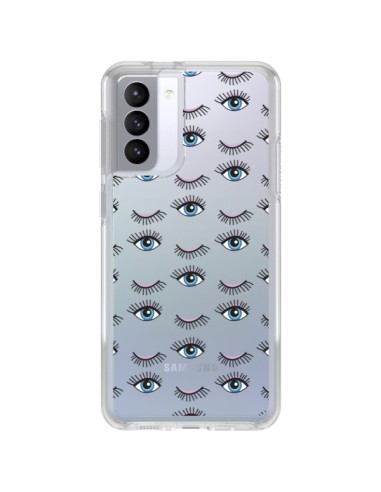 Samsung Galaxy S21 FE Case Eyes Blue Mosaic Clear - Léa Clément