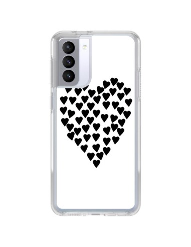 Coque Samsung Galaxy S21 FE Coeur en coeurs noirs - Project M