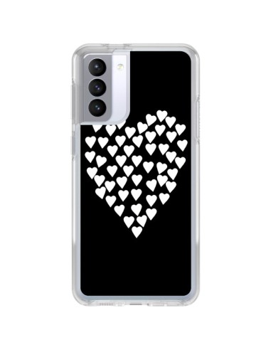 Coque Samsung Galaxy S21 FE Coeur en coeurs blancs - Project M