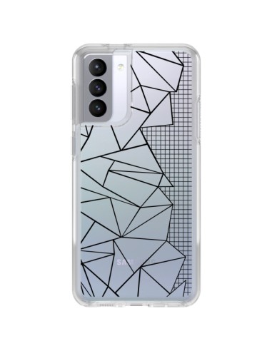 Samsung Galaxy S21 FE Case Lines Side Grid Abstract Black Clear - Project M