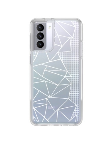 Cover Samsung Galaxy S21 FE Linee Griglia Side Grid Astratto Bianco Trasparente - Project M