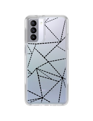 Coque Samsung Galaxy S21 FE Lignes Points Abstract Noir Transparente - Project M